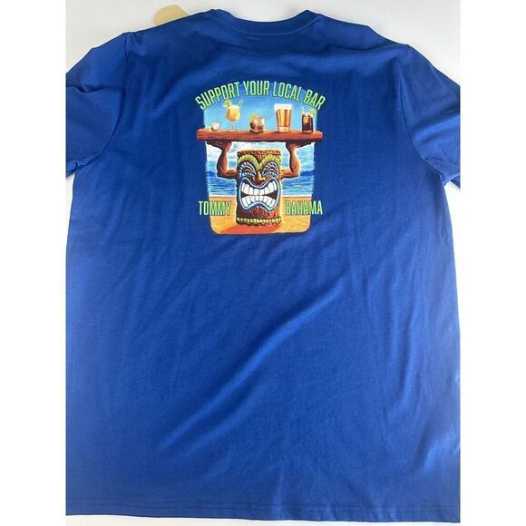 Tommy Bahama Men's Dark Blue Muse Support Your Local Bar Print Crew-Neck T-Shirt - Picture 1 of 7